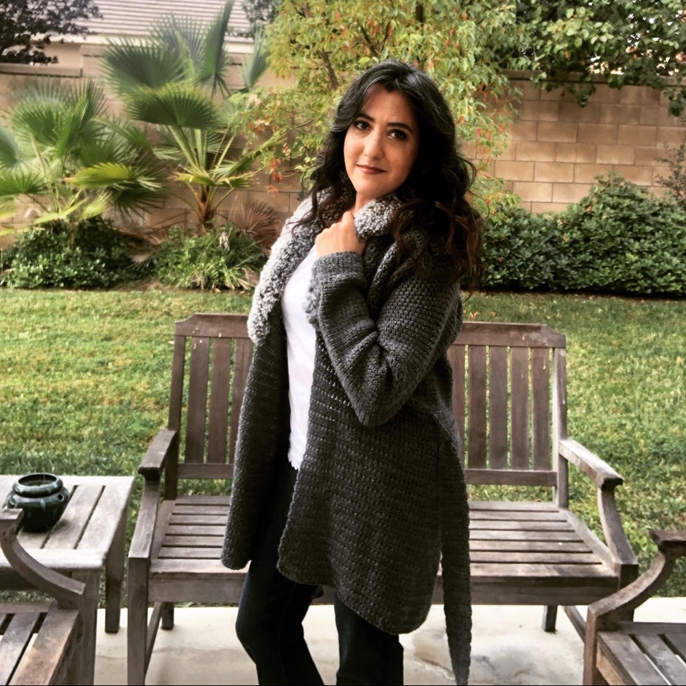Handmade Faux Fur Collar Sweater Coat